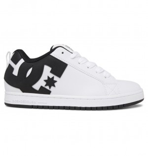 DC Shoes Court Graffik - Skórzane Shoes Białe Czarne Czarne | 85260ETGV