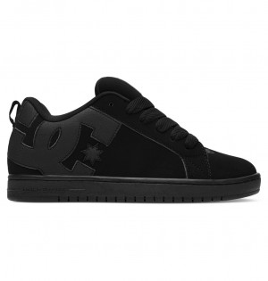 DC Shoes Court Graffik - Skórzane Shoes Czarne Czarne Czarne | 46103PGMX