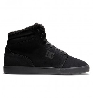 DC Shoes Crisis 2 Hi Wnt - High Top Skórzane Winterized Shoes Czarne Czarne | 31794KEVM