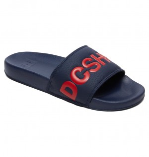 DC Shoes DC Klapki - Slider Sandals Granatowe Czerwone | 43986ZBMN