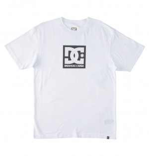 DC Shoes DC Square Star Fill - T-Shirt Białe Czarne Panterka | 31608OTVH