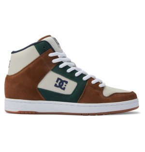 DC Shoes Manteca 4 Hi S - High-Top Skórzane Skate Shoes Brązowe Brązowe Zielone | 02971LSEY