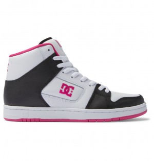 DC Shoes Manteca 4 Hi - High-Top Skórzane Shoes Czarne Białe Różowe | 26591LRQH