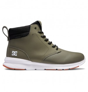 DC Shoes Mason 2 - Wody Resistant Skórzane Shoes Oliwkowe Białe | 63714FMJN