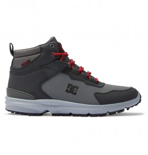 DC Shoes Mutiny - Skórzane Boots Szare Czarne Czerwone | 30291HLCE