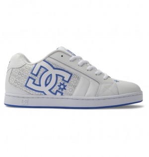 DC Shoes Net - Skórzane Shoes Białe Szare Niebieskie | 84129IFRY