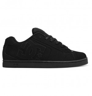 DC Shoes Net - Skórzane Shoes Czarne Czarne Czarne | 51293TABL