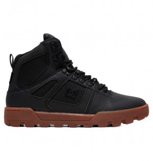 DC Shoes Pure Hi - Wody Resistant High Top Skórzane Boots Czarne | 86730JGSL