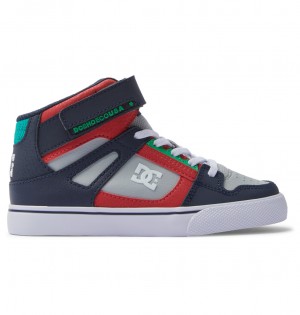 DC Shoes Pure High-Top EV - High-Top Skórzane Shoes Szare Granatowe | 07486NQHJ