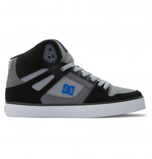 DC Shoes Pure High-Top - Skórzane High-Top Shoes Czarne Szare Niebieskie | 20684MCXA