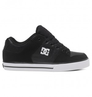 DC Shoes Pure - Skórzane Shoes Czarne Czarne Białe | 97412VLKJ