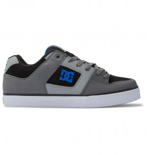 DC Shoes Pure - Skórzane Shoes Czarne Szare Niebieskie | 78053ZGCR