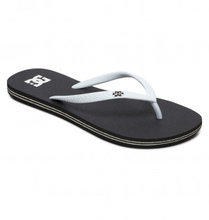 DC Shoes Spray - Flip-Flops Czarne Białe | 26497ERVU