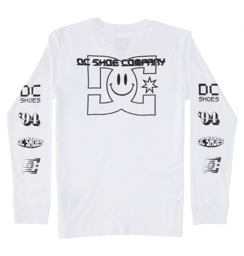 DC Shoes All Smiles - Long Sleeve T-Shirt 10-16 Białe | 96183CUDQ