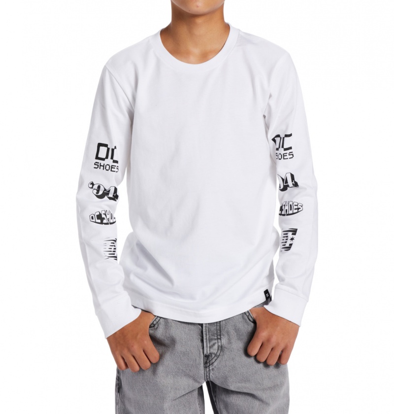 DC Shoes All Smiles - Long Sleeve T-Shirt 10-16 Białe | 96183CUDQ