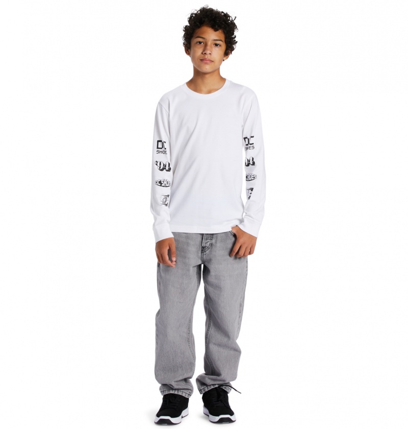 DC Shoes All Smiles - Long Sleeve T-Shirt 10-16 Białe | 96183CUDQ