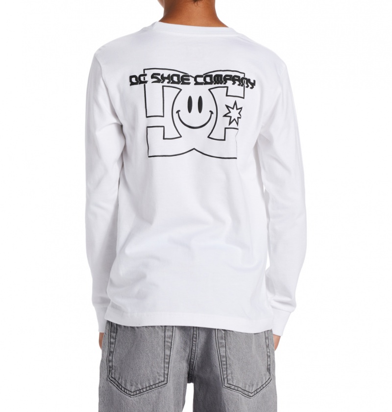 DC Shoes All Smiles - Long Sleeve T-Shirt 10-16 Białe | 96183CUDQ