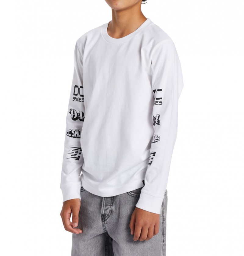 DC Shoes All Smiles - Long Sleeve T-Shirt 10-16 Białe | 96183CUDQ