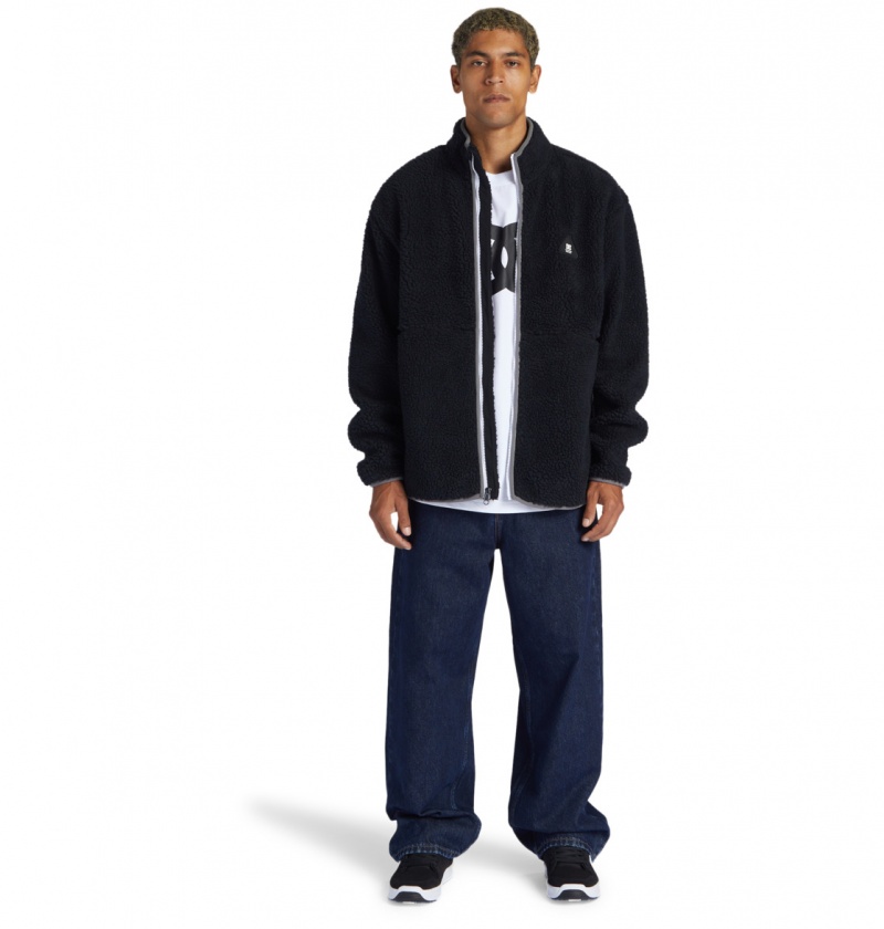 DC Shoes Amradical - Zip-Up Mock Neck Fleece Czarne | 14753JHVG