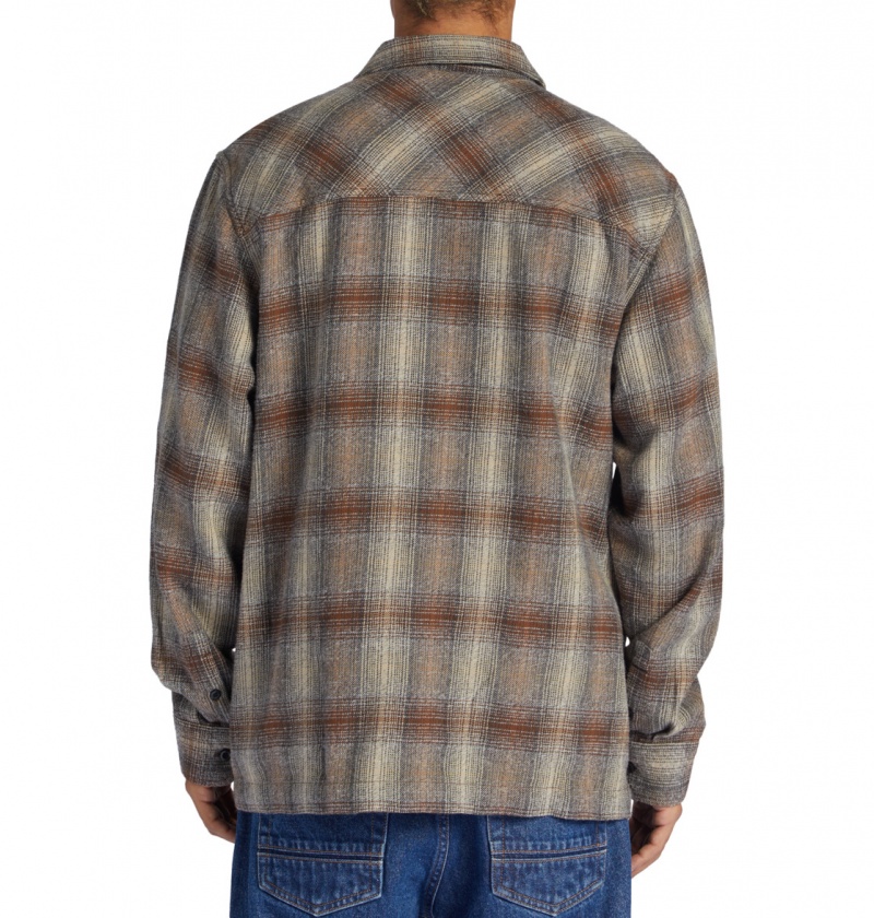 DC Shoes Canyon - Long Sleeve Shirt Bison / Plaza Toupe Plaid | 84197PGLN