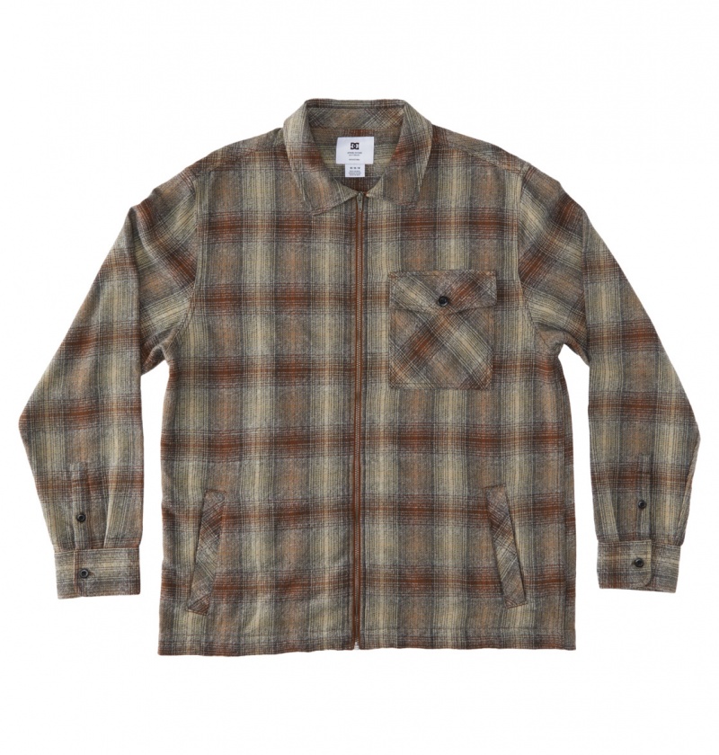 DC Shoes Canyon - Long Sleeve Shirt Bison / Plaza Toupe Plaid | 84197PGLN