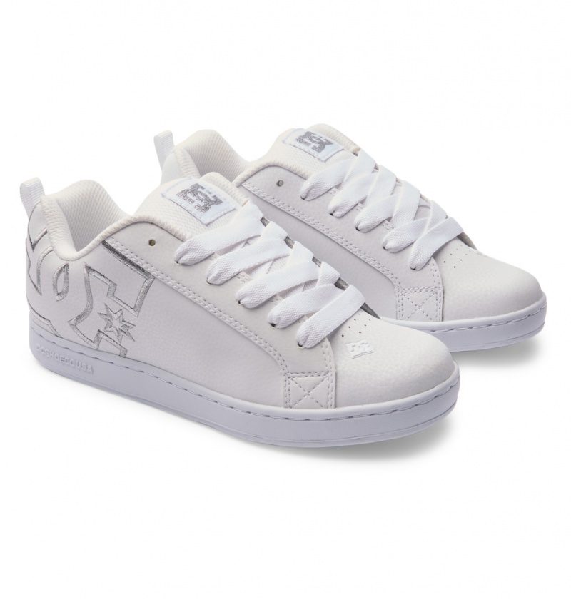 DC Shoes Court Graffik - Shoes Białe Srebrne | 28416CYPN