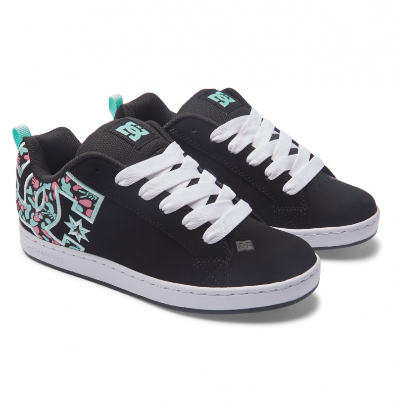 DC Shoes Court Graffik - Shoes Czarne Różowe Turkusowe | 76523XOCL