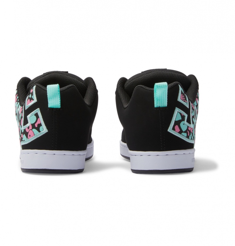 DC Shoes Court Graffik - Shoes Czarne Różowe Turkusowe | 76523XOCL