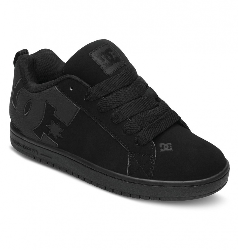 DC Shoes Court Graffik - Skórzane Shoes Czarne Czarne Czarne | 46103PGMX