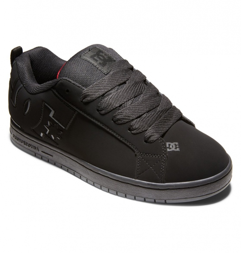 DC Shoes Court Graffik - Skórzane Shoes Czarne Czerwone | 62580NQJI