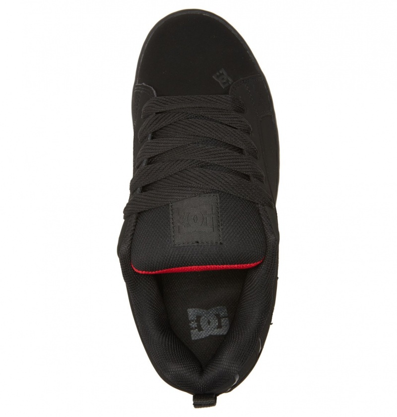 DC Shoes Court Graffik - Skórzane Shoes Czarne Czerwone | 62580NQJI