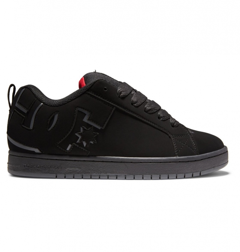 DC Shoes Court Graffik - Skórzane Shoes Czarne Czerwone | 62580NQJI