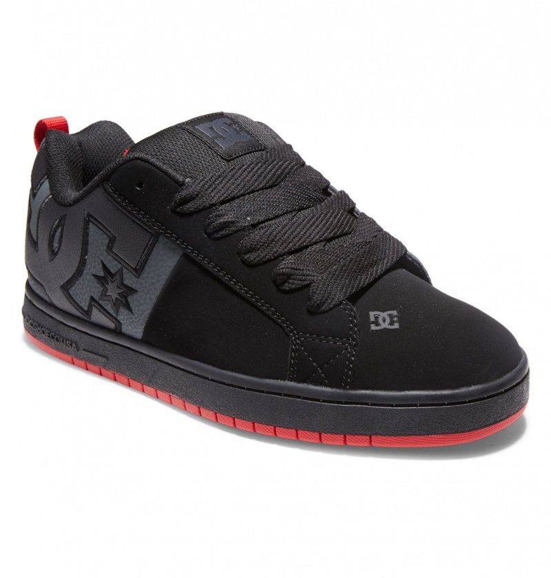 DC Shoes Court Graffik - Skórzane Shoes Czarne Szare Czerwone | 70531ULTW