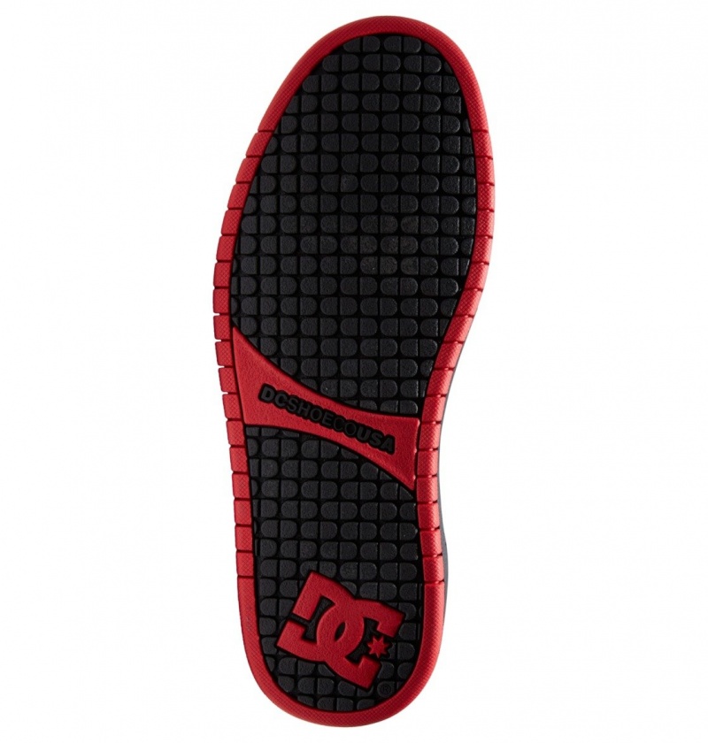 DC Shoes Court Graffik - Skórzane Shoes Czarne Szare Czerwone | 70531ULTW