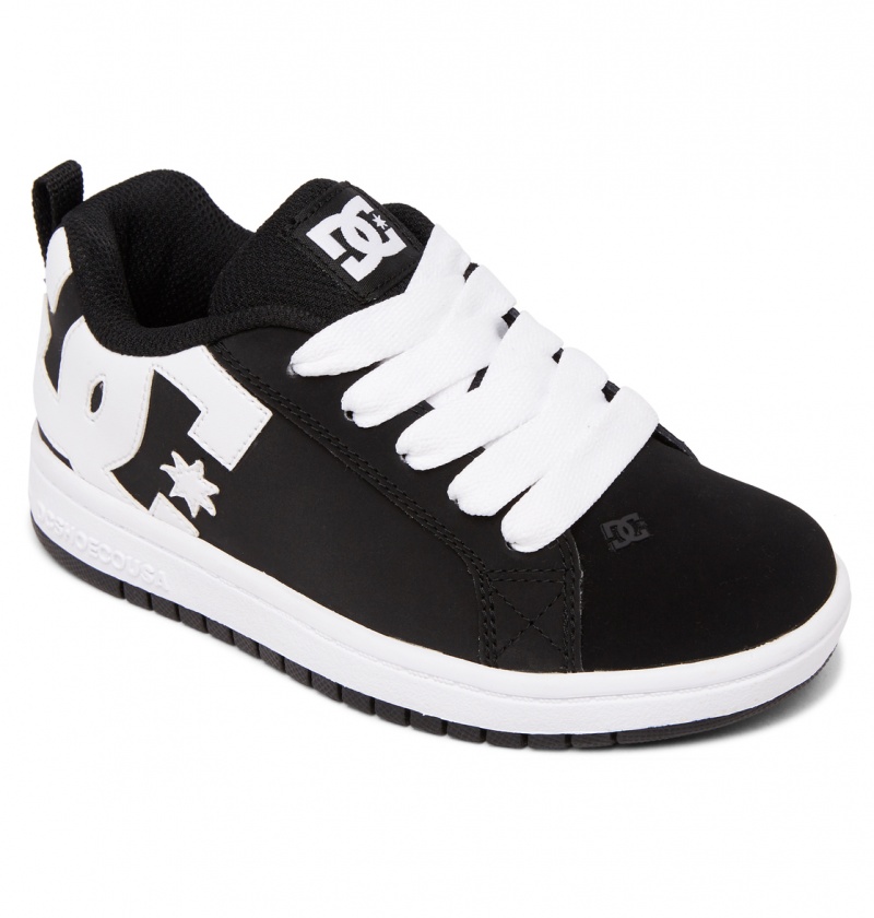 DC Shoes Court Graffik - Skórzane Shoes Czarne Białe | 78154FCRQ