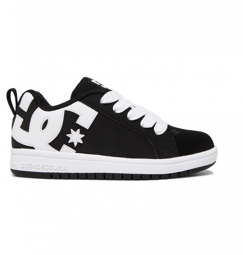 DC Shoes Court Graffik - Skórzane Shoes Czarne Białe | 78154FCRQ