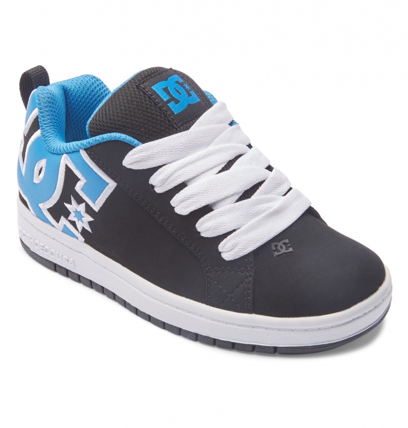 DC Shoes Court Graffik - Skórzane Shoes Czarne Niebieskie Szare | 21738XTBS