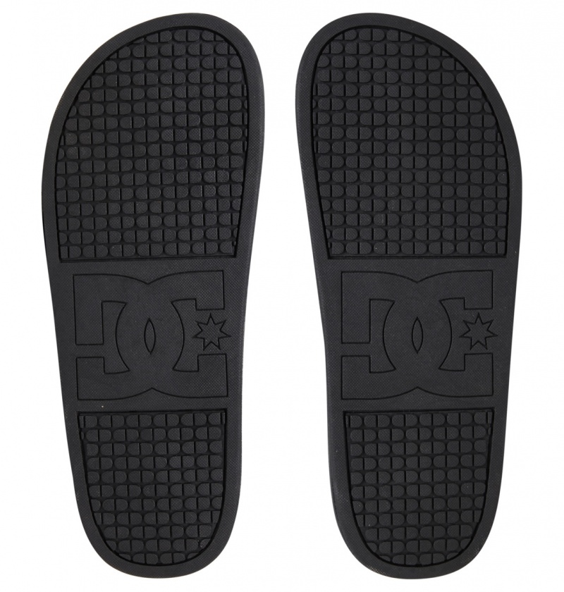 DC Shoes DC Klapki - Platformie Slider Sandals Czarne Czarne Białe | 45613QPHG