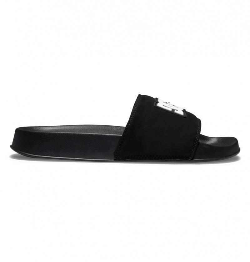 DC Shoes DC Klapki - Slider Sandals Czarne Czarne Białe | 40328ORNT