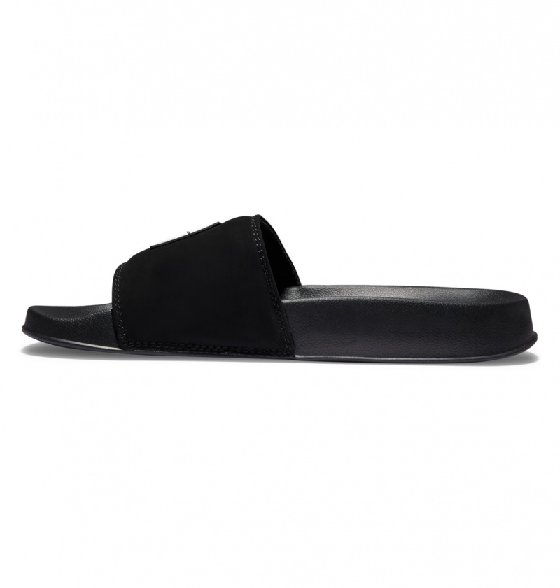 DC Shoes DC Klapki - Slider Sandals Czarne Czarne Białe | 40328ORNT