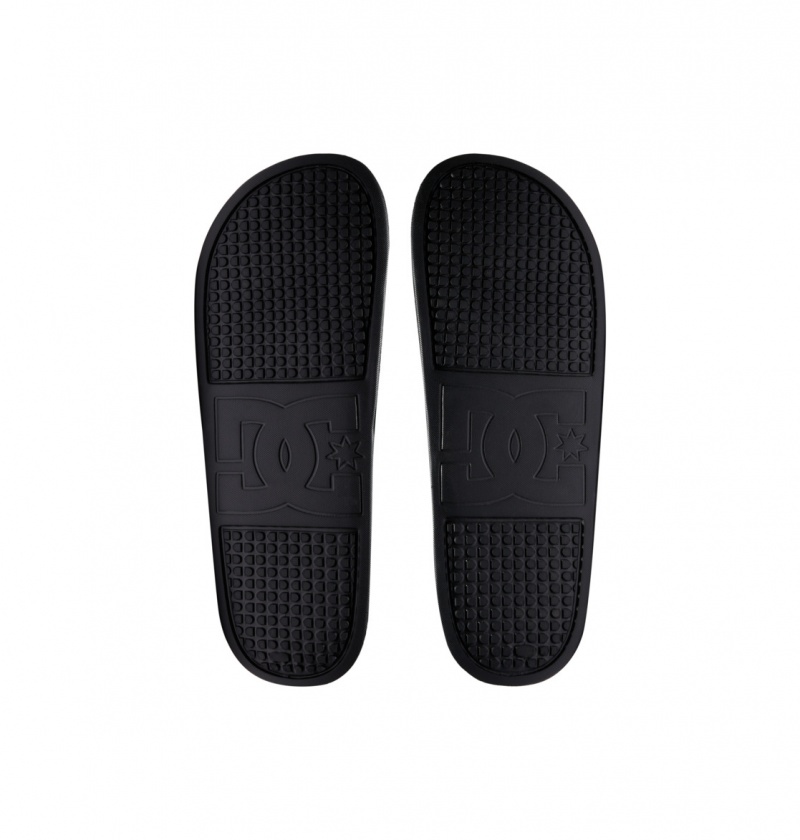 DC Shoes DC Klapki - Slider Sandals Czarne Czarne Białe | 40328ORNT