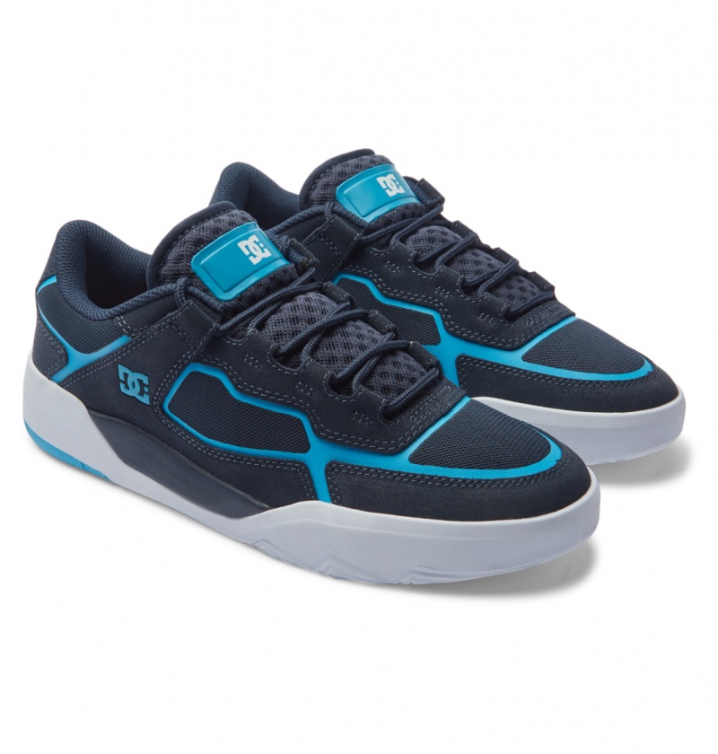 DC Shoes DC Metric S - Skórzane Skate Shoes Granatowe Niebieskie Białe | 23810TUHZ