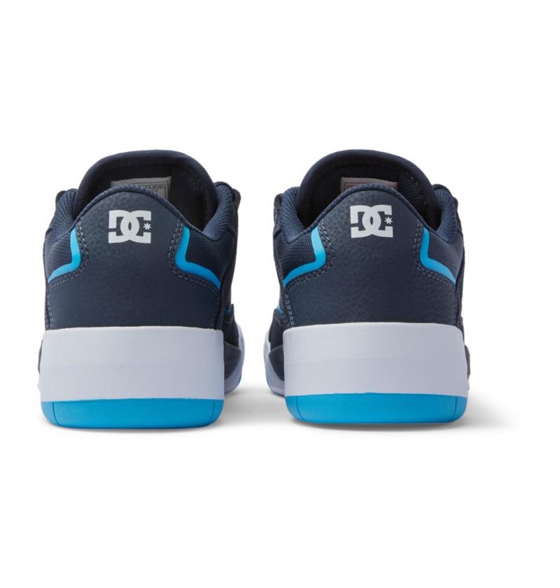 DC Shoes DC Metric S - Skórzane Skate Shoes Granatowe Niebieskie Białe | 23810TUHZ