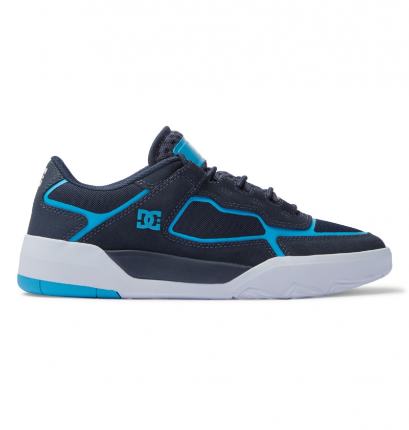 DC Shoes DC Metric S - Skórzane Skate Shoes Granatowe Niebieskie Białe | 23810TUHZ