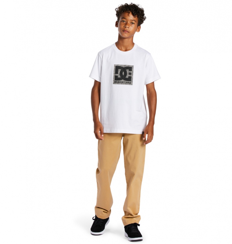 DC Shoes DC Square Star Fill - Krótkie Sleeve T-Shirt 8-16 Białe | 13864NXFV