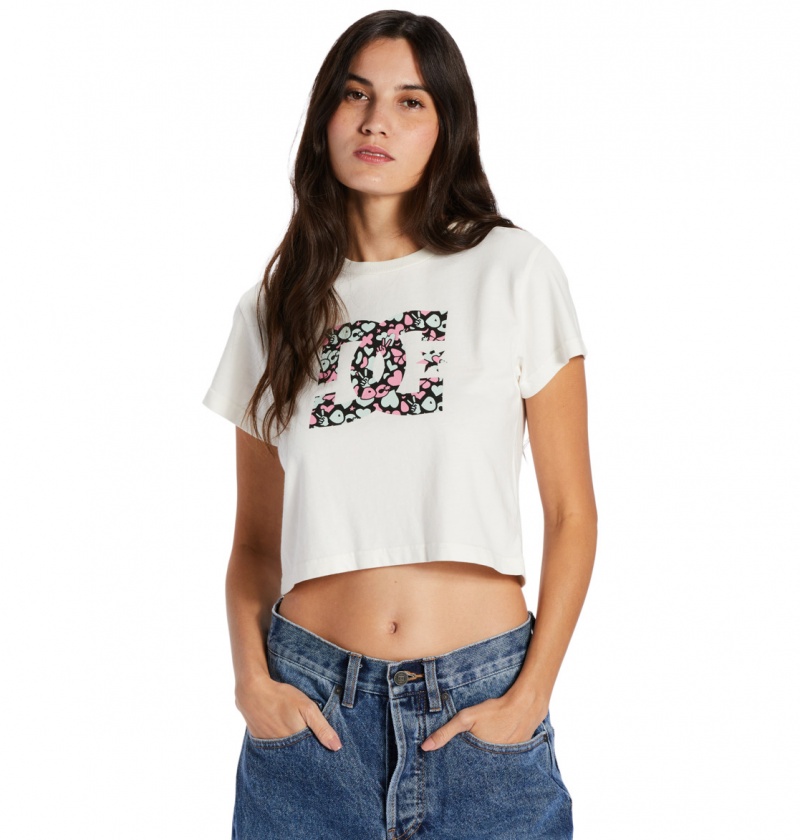 DC Shoes DC Star Fill - Cropped Fitted T-Shirt Białe Niebieskie | 45680CHVW