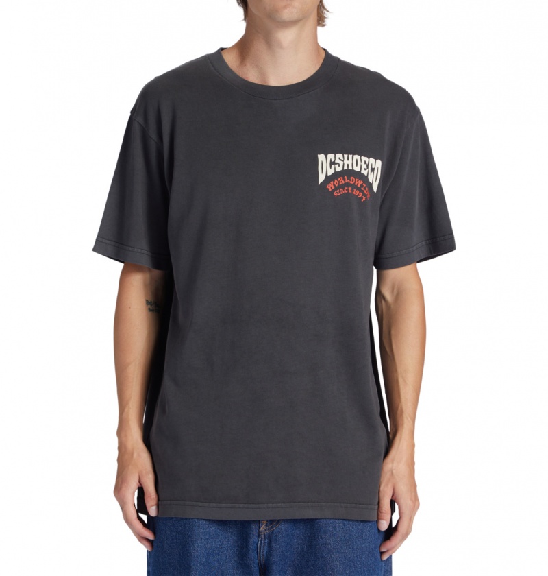 DC Shoes Defiant - T-Shirt Czarne Niebieskie | 91520XLWV