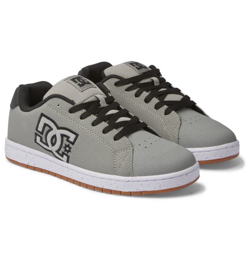 DC Shoes Gaveler - Skórzane Shoes Szare Szare Białe | 49387MCHY