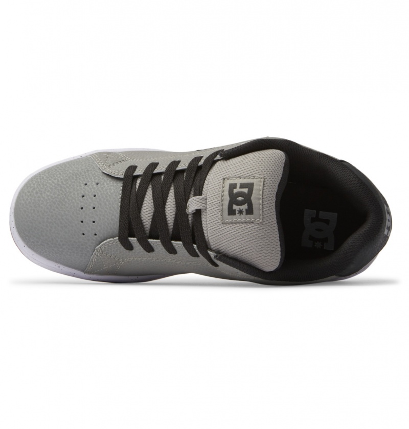 DC Shoes Gaveler - Skórzane Shoes Szare Szare Białe | 49387MCHY