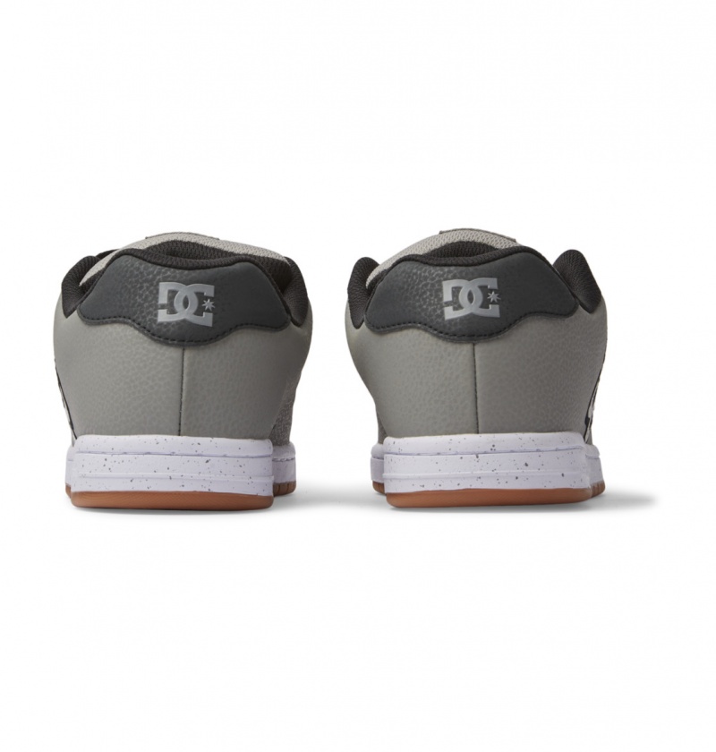 DC Shoes Gaveler - Skórzane Shoes Szare Szare Białe | 49387MCHY